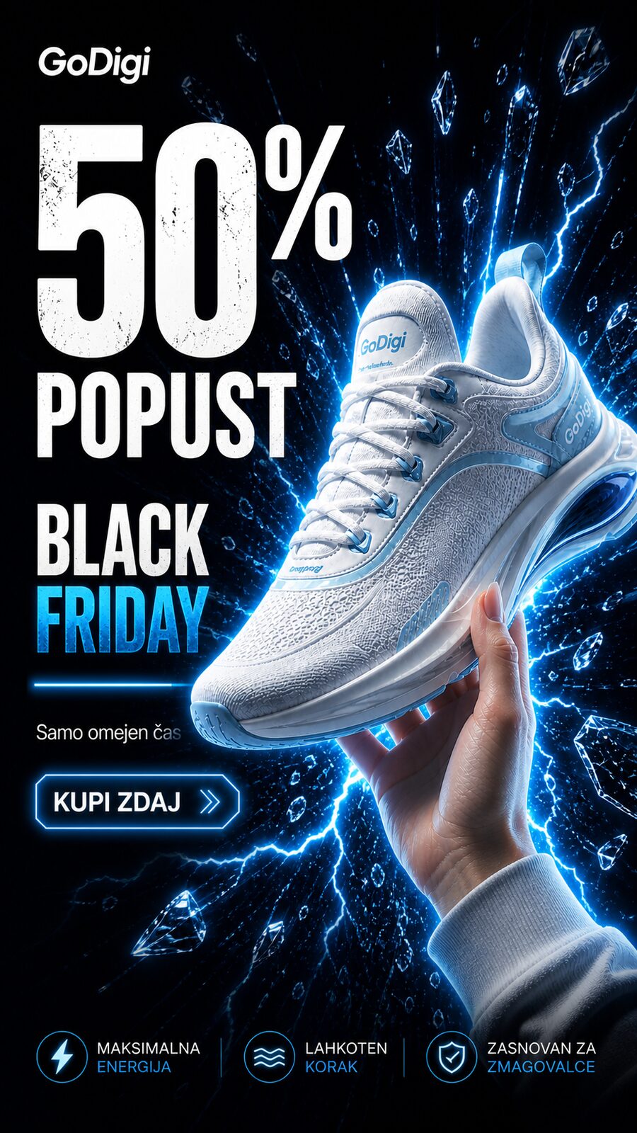 GoDigi Black Friday story format pripravljen za Instagram in TikTok