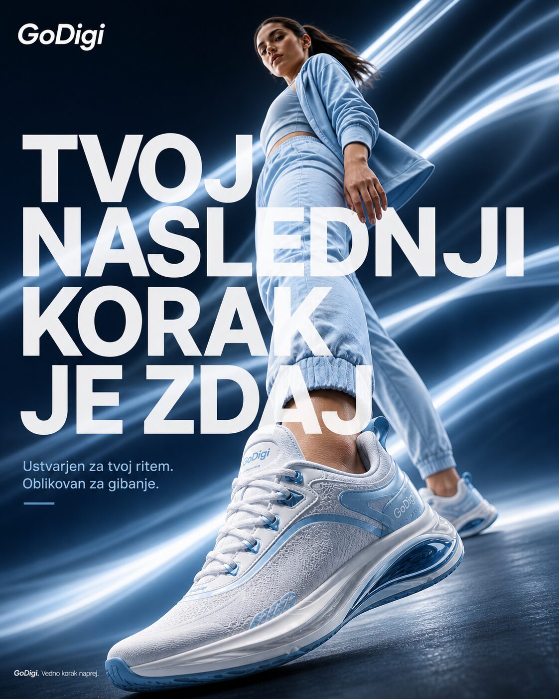 GoDigi modna športna naslovnica – AI ustvarjen vizual za znamko